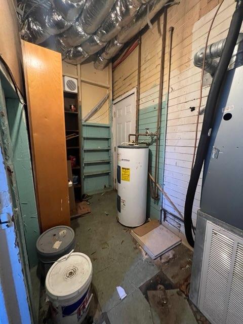 utility room with electric water heater