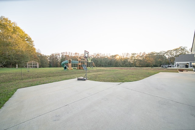 view of patio with a playground