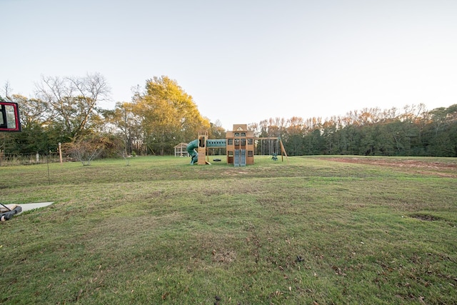 view of yard with a playground