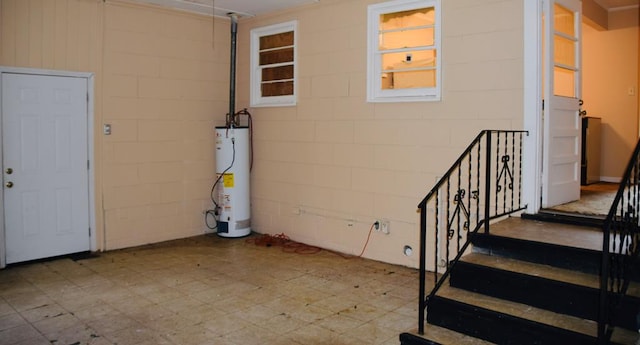 basement with water heater