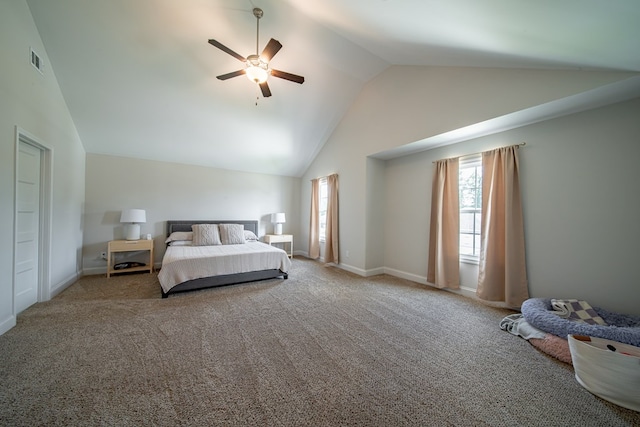 8008 Barton Dr, Midland, GA 31820 - bedroom featuring lofted ceiling, carpet flooring, and ceiling fan