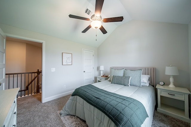 8008 Barton Dr, Midland, GA 31820 - bedroom featuring carpet floors, lofted ceiling, and a ceiling fan