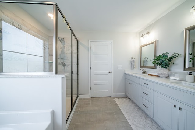 8008 Barton Dr, Midland, GA 31820 - full bathroom featuring a shower stall, double vanity, and a bath