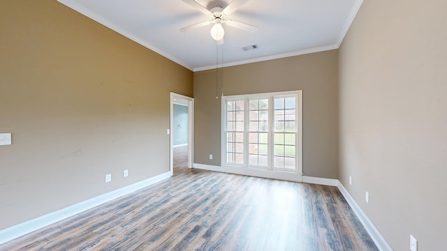 4756 Timarron Loop, Columbus, GA 31909 - unfurnished room with ceiling fan, wood finished floors, and ornamental molding