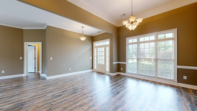 4756 Timarron Loop, Columbus, GA 31909 - empty room with a chandelier, ornamental molding, and dark wood-style floors
