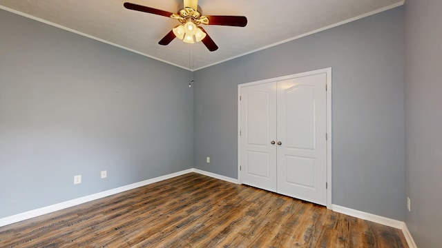 4756 Timarron Loop, Columbus, GA 31909 - unfurnished bedroom featuring wood finished floors, a closet, ornamental molding, and ceiling fan
