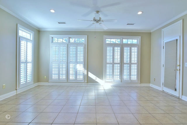 4701 Turnberry Ln Unit 6, Columbus, GA 31909 - spare room with crown molding, ceiling fan, and light tile patterned floors