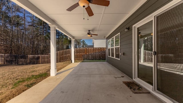 view of patio / terrace with ceiling fan