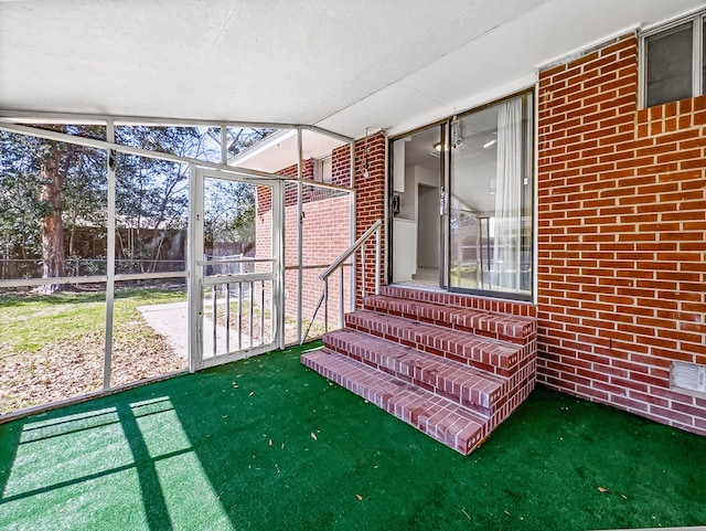 unfurnished sunroom with visible vents