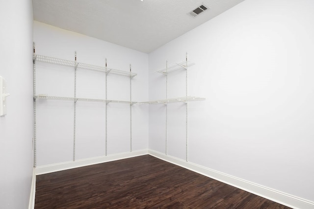 walk in closet featuring dark hardwood / wood-style floors