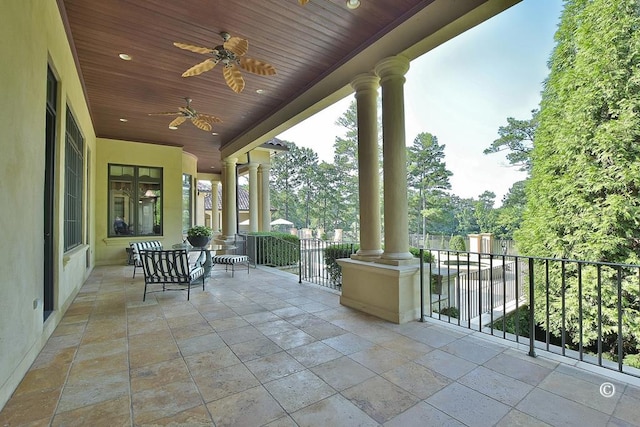 view of patio with ceiling fan