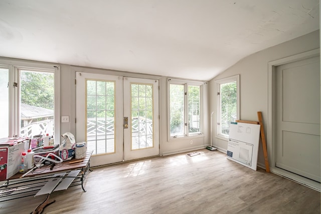 1518 Preston Dr, Columbus, GA 31906 - doorway featuring lofted ceiling, french doors, and light wood-style floors