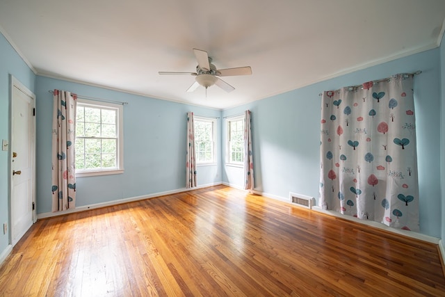 1518 Preston Dr, Columbus, GA 31906 - empty room featuring light wood-style floors, ornamental molding, baseboards, and ceiling fan