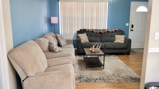 living room with hardwood / wood-style floors