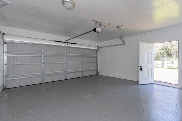 garage with a garage door opener