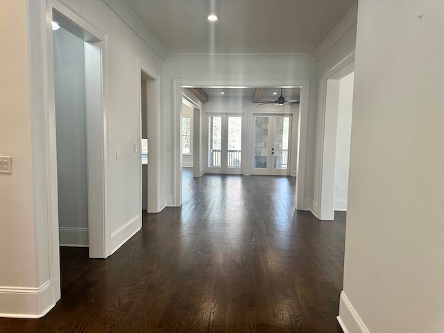 906 NE Winall Down Rd, Atlanta, GA 30319 - corridor with dark wood-style floors and crown molding