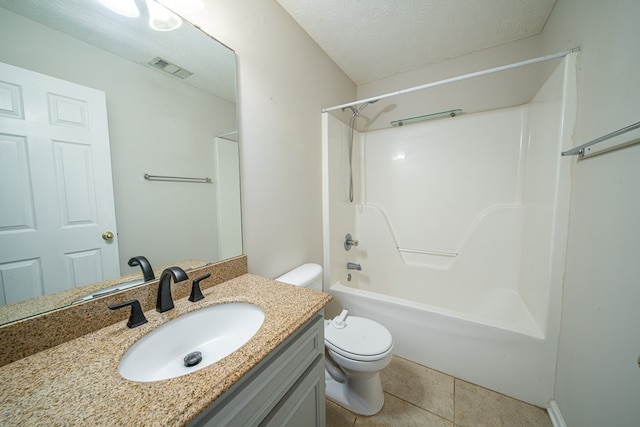 4021 Shade Valley Dr, Columbus, GA 31909 - bathroom featuring vanity, bathtub / shower combination, tile patterned floors, and a textured ceiling