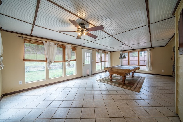 4021 Shade Valley Dr, Columbus, GA 31909 - recreation room with light tile patterned floors, billiards table, and ceiling fan