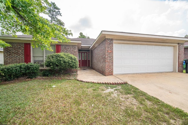 4021 Shade Valley Dr, Columbus, GA 31909 - ranch-style home with brick siding, driveway, a front yard, and a garage