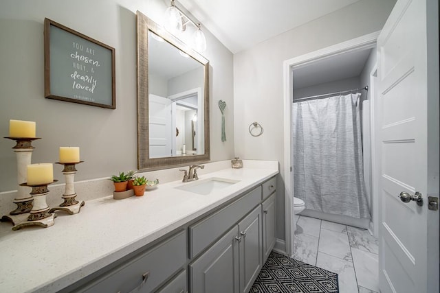 82 Rolling Meadows Way, Waverly Hall, GA 31831 - bathroom featuring marble finish flooring, vanity, and a shower with curtain