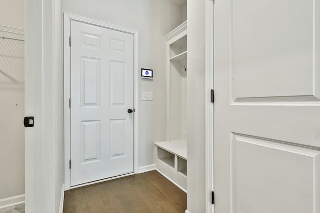 mudroom featuring dark hardwood / wood-style flooring