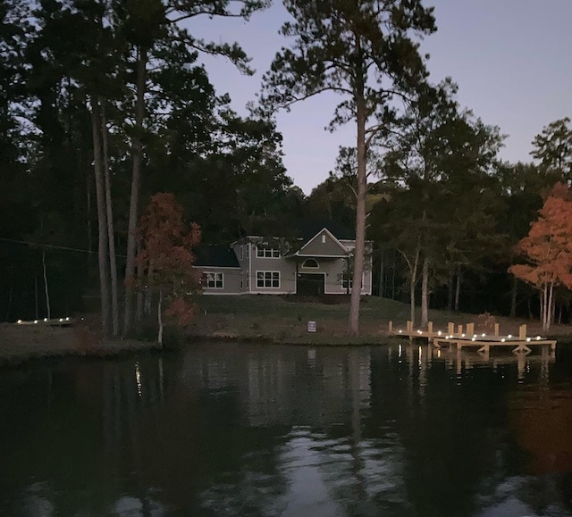 property view of water featuring a dock