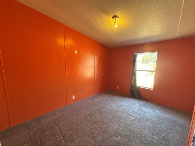 carpeted spare room with a textured ceiling