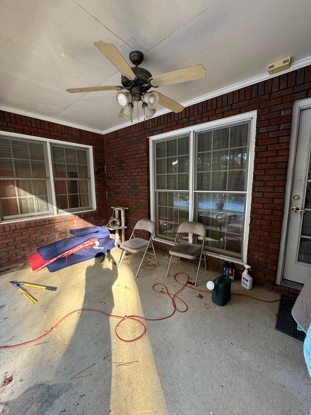 view of patio with ceiling fan