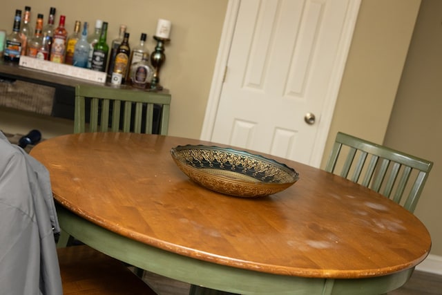 dining room with a bar