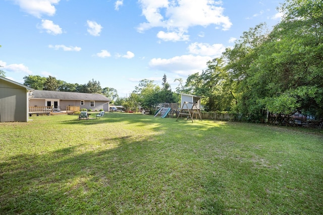 3796 Auburn Rd, Phenix City, AL 36870 - view of yard with a playground and a wooden deck