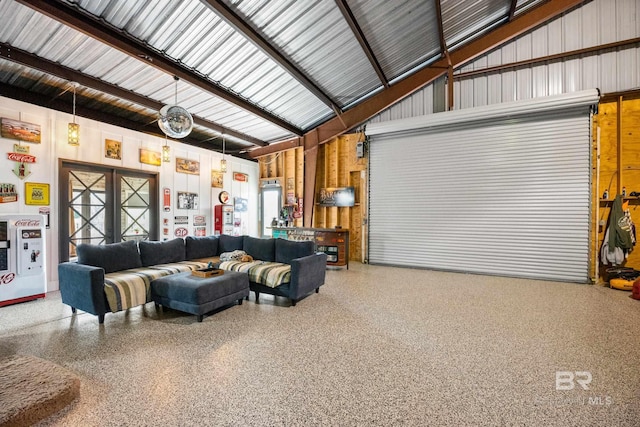 garage featuring metal wall