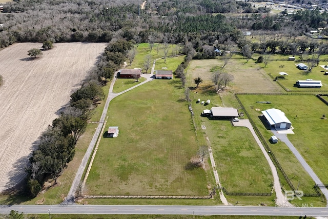 aerial view with a rural view