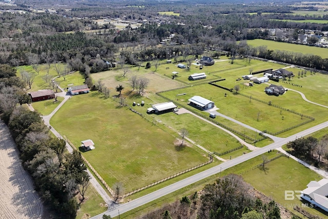 aerial view with a rural view