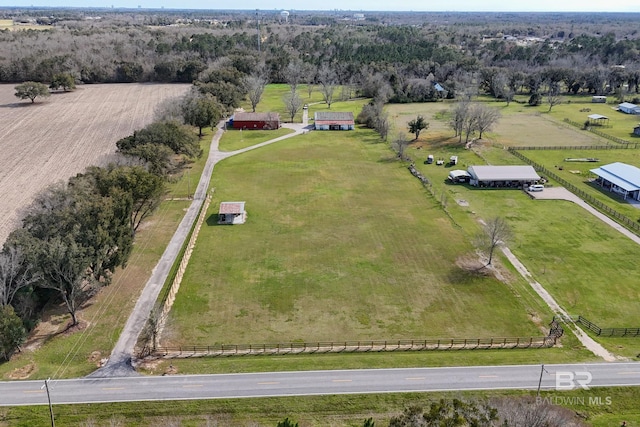 bird's eye view with a rural view