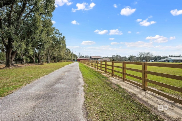 view of street with a rural view