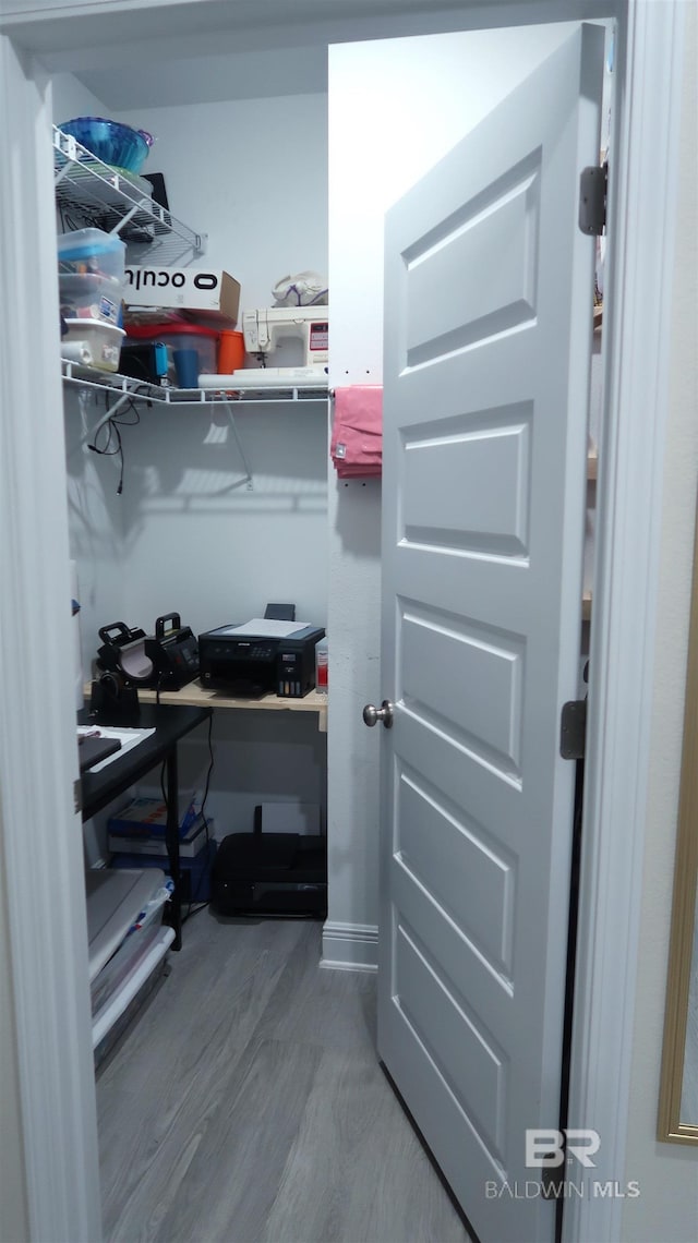 walk in closet featuring wood-type flooring