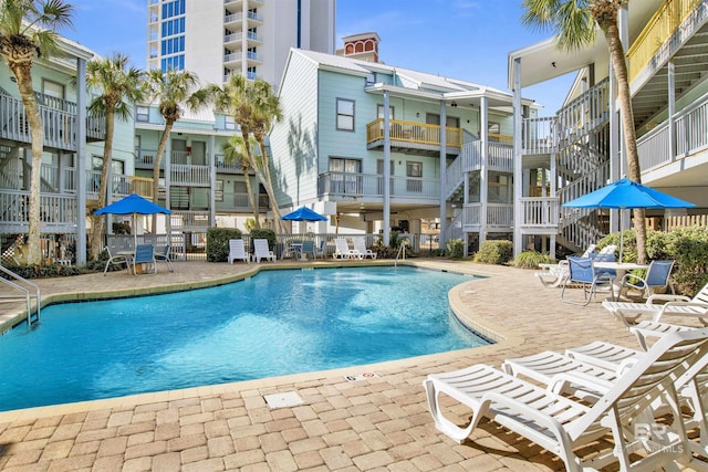 view of pool featuring a patio