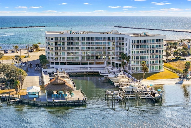 property view of water with a boat dock