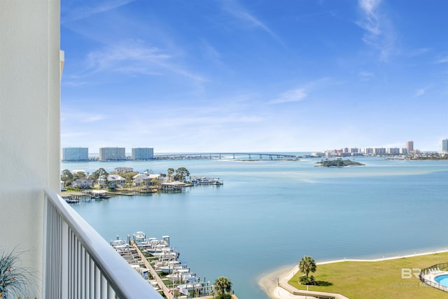 property view of water featuring a city view