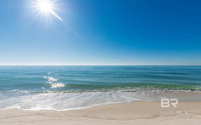 property view of water featuring a view of the beach