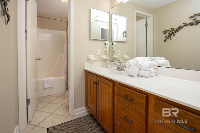 bathroom featuring tile patterned flooring, vanity, and shower / bathing tub combination