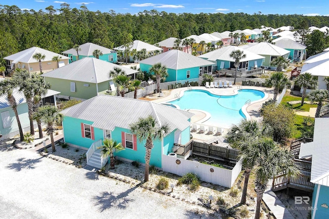 aerial view with a residential view
