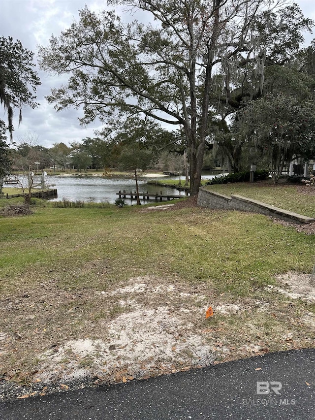 view of yard with a water view