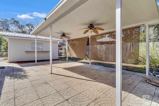 view of patio with ceiling fan