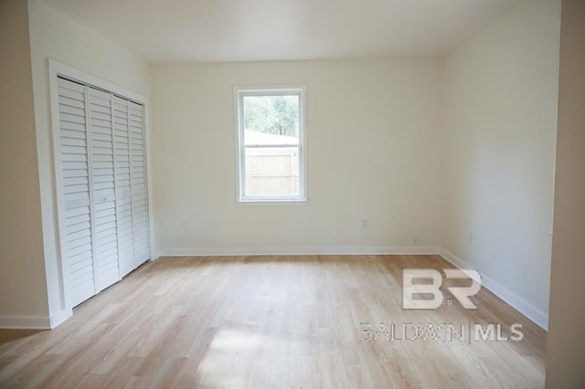 unfurnished bedroom with light hardwood / wood-style floors