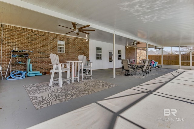 view of patio with ceiling fan