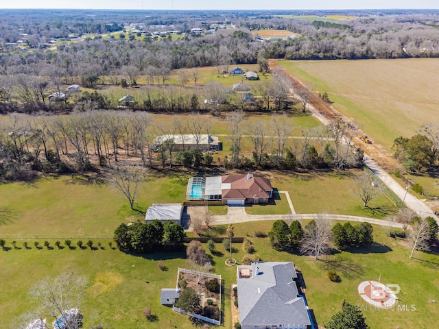 aerial view with a rural view