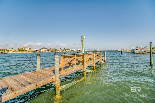 view of dock featuring a water view