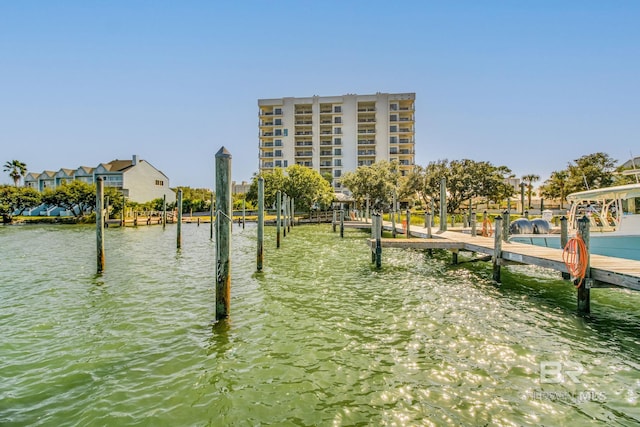 dock area featuring a water view