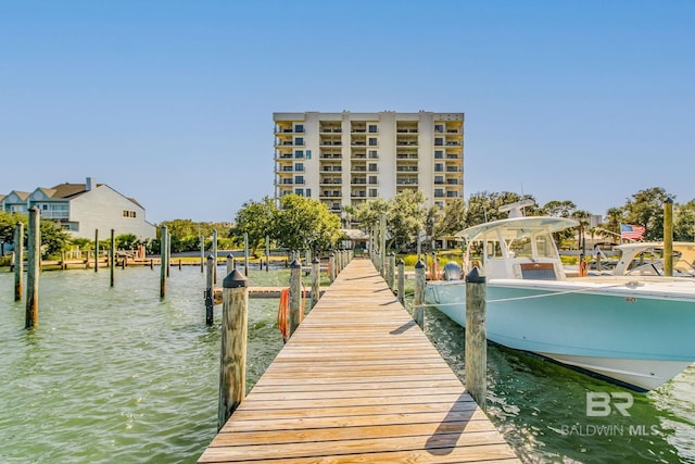 view of dock featuring a water view